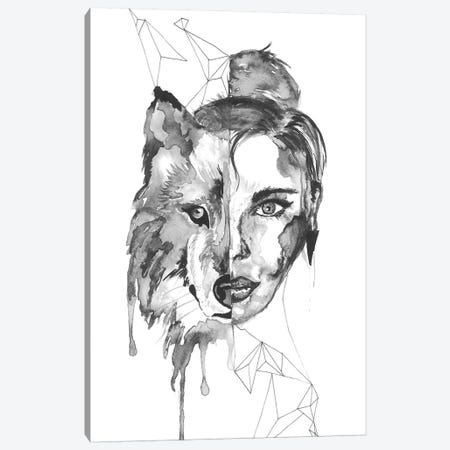 Wolf Woman Canvas Print #ADE58} by ANDA Design Canvas Artwork