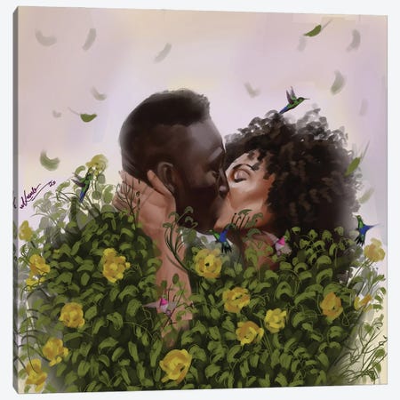 Kiss Green Canvas Print #ADK44} by Adekunle Adeleke Canvas Art