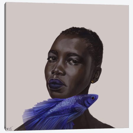 Blue Fish Canvas Print #ADK63} by Adekunle Adeleke Canvas Art Print