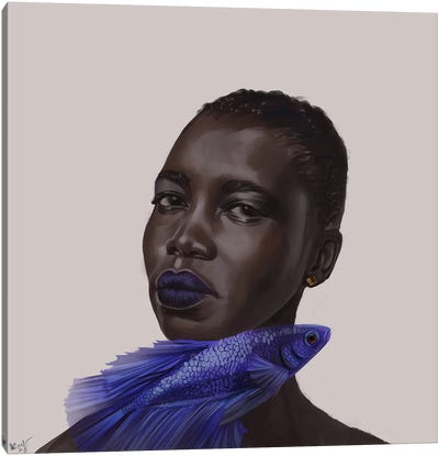 Blue Fish Canvas Art Print - Adekunle Adeleke