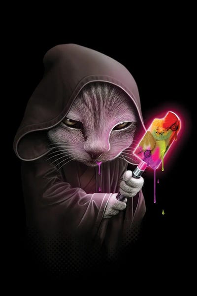 Cat Saber Ice Cream by Adam Lawless framed canvas print