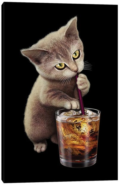 Cat & Soft Drink Canvas Art Print - Adam Lawless