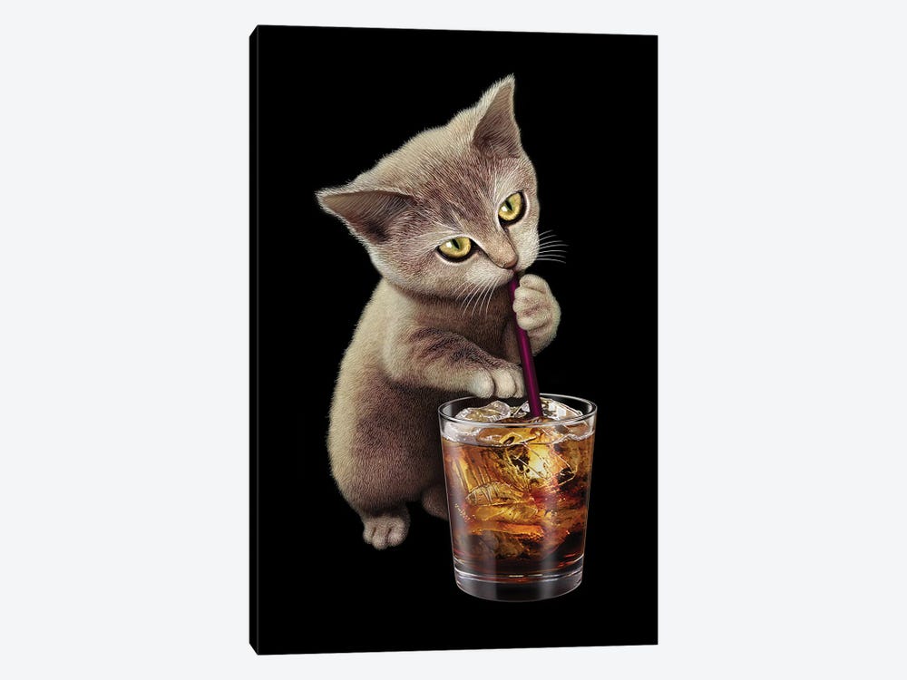 Cat & Soft Drink by Adam Lawless 1-piece Canvas Art