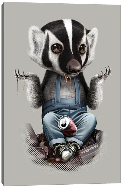 Badger Takes All Canvas Art Print - Adam Lawless