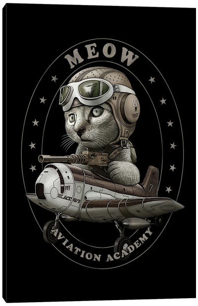 Meow Aviation Academy Canvas Art Print - Adam Lawless