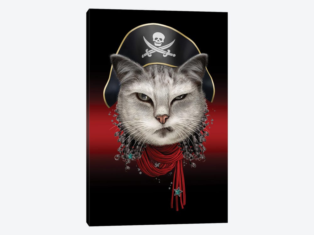 Portrait Of Pirate Cat by Adam Lawless 1-piece Art Print