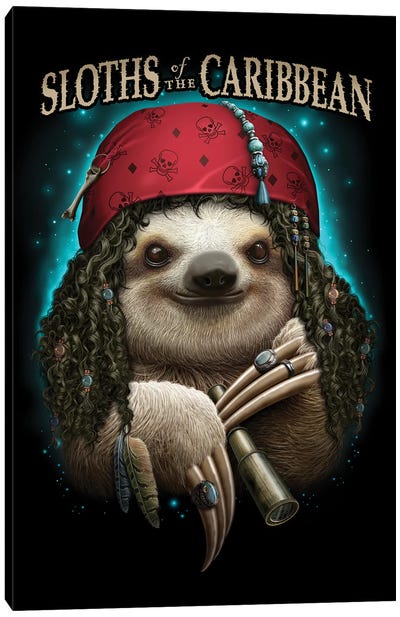 Pirate Sloth Canvas Art Print - Sloth Art