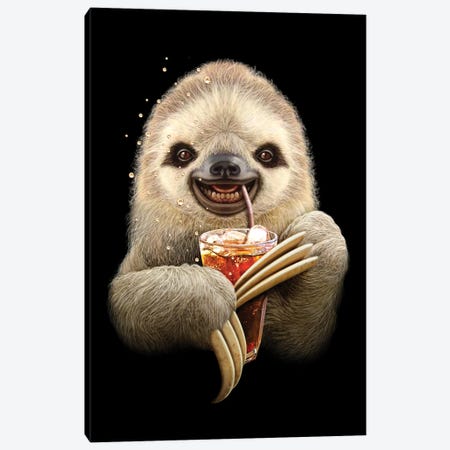 Sloth & Soft Drink Canvas Print #ADL162} by Adam Lawless Canvas Print