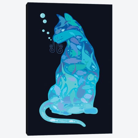 Swim In A Cat Canvas Print #ADL168} by Adam Lawless Art Print