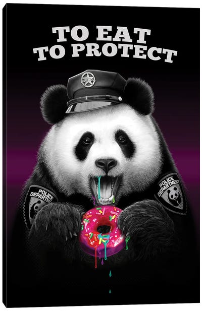 To Eat To Protect Canvas Art Print - Panda Art