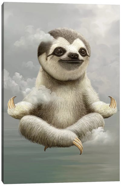 Sloth Meditate Canvas Art Print - Adam Lawless