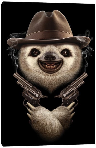 Sloth Crossgun Canvas Art Print - Sloth Art