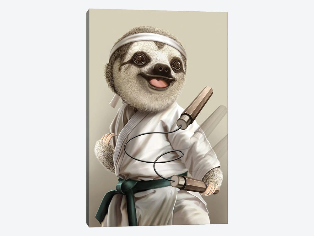 Karate Sloth by Adam Lawless 1-piece Canvas Art Print