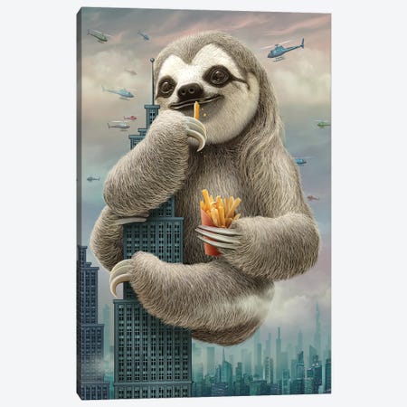 Sloth Attack Canvas Print #ADL192} by Adam Lawless Canvas Artwork