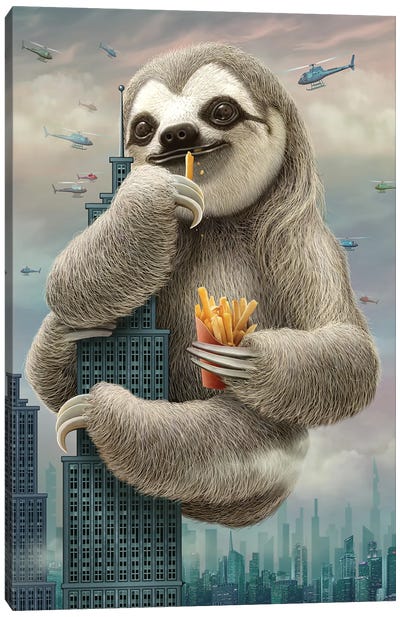 Sloth Attack Canvas Art Print - Adam Lawless