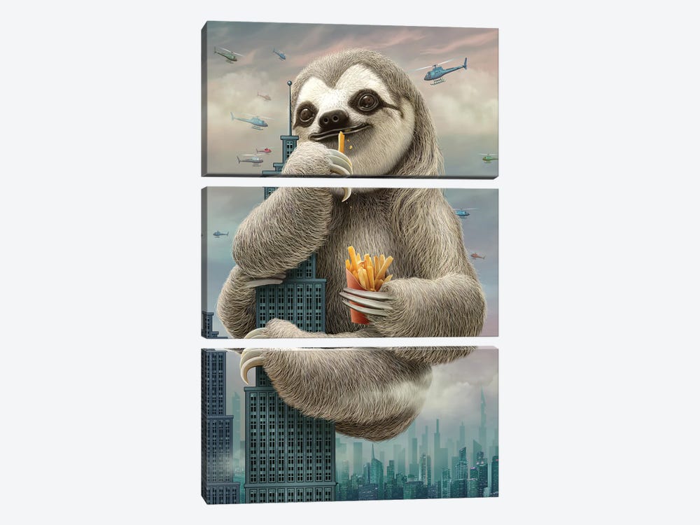 Sloth Attack by Adam Lawless 3-piece Canvas Artwork