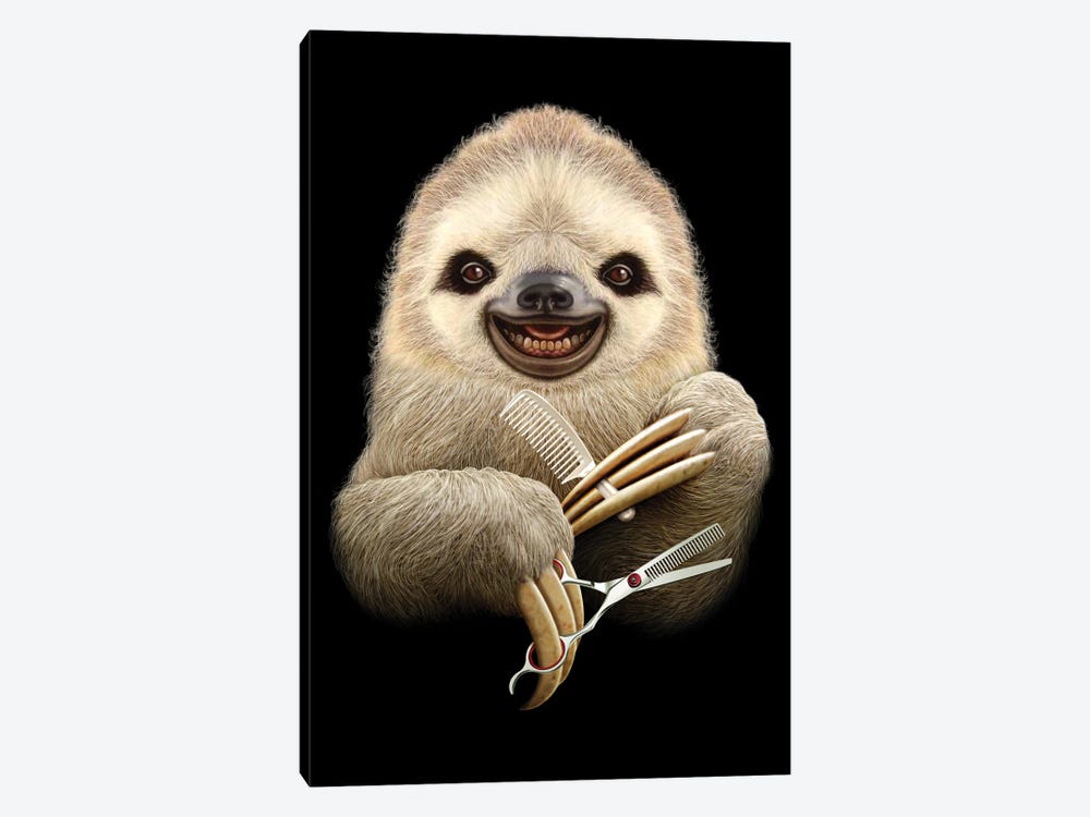 Barber Sloth by Adam Lawless 1-piece Art Print