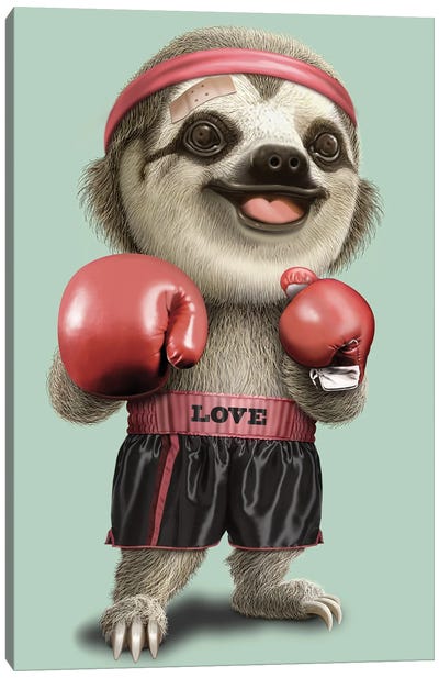 Boxing Sloth 2022 Canvas Art Print - Sloth Art