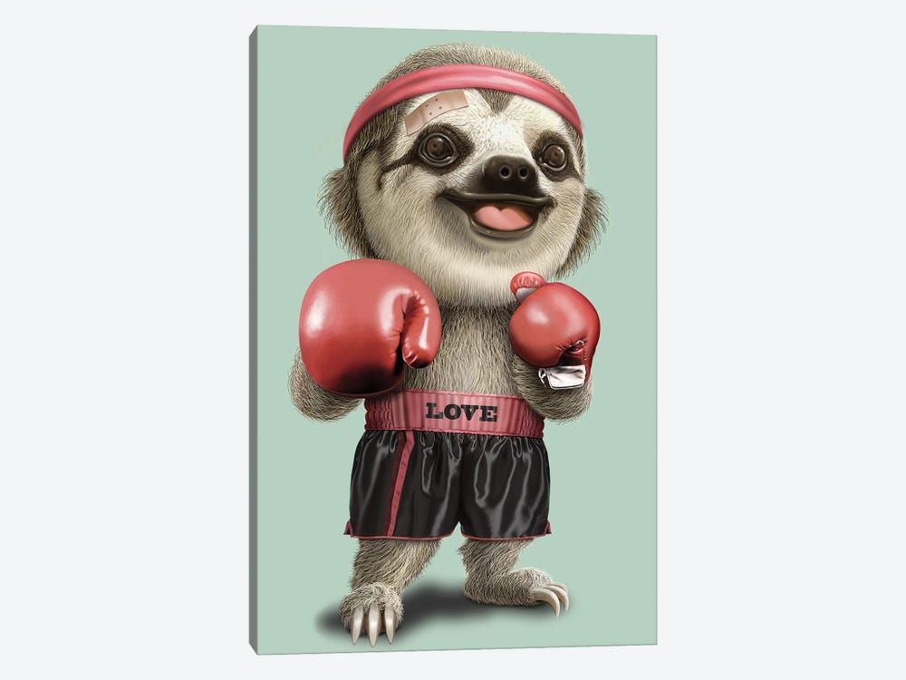 Boxing Sloth 2022 by Adam Lawless 1-piece Canvas Art