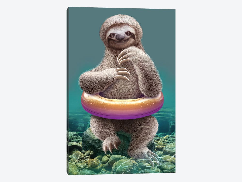 Sloth With Buoy by Adam Lawless 1-piece Canvas Print