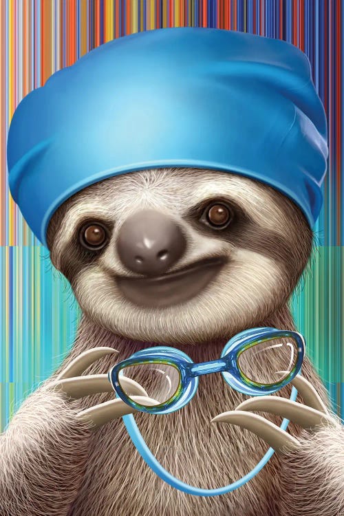 Sloth With Goggles by Adam Lawless wall art