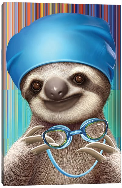 Sloth With Goggles Canvas Art Print - Adam Lawless