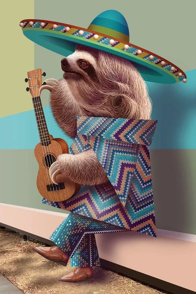 Sloths: Mexican Sloth Tuning The Guitar by Adam Lawless