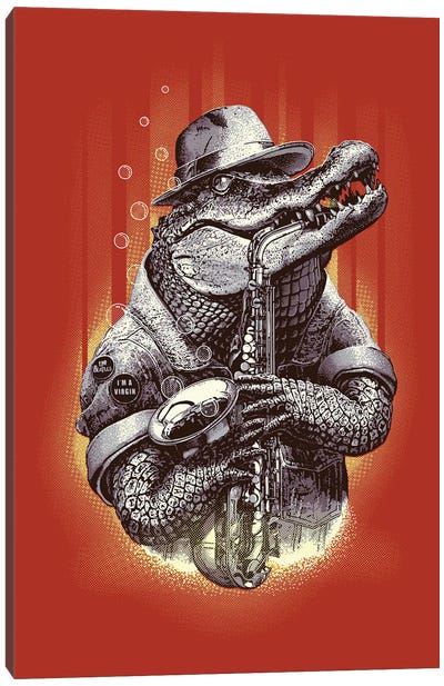 Croc Rock Canvas Art Print - Crocodile & Alligator Art
