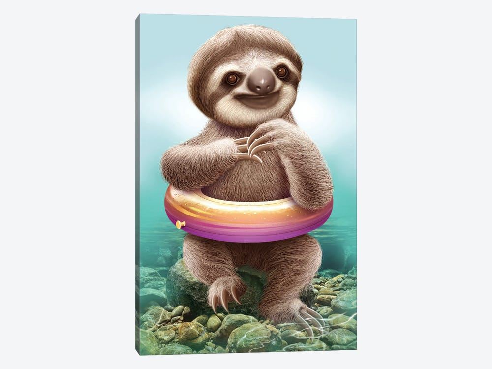 Baby Sloth With Buoy by Adam Lawless 1-piece Canvas Art Print