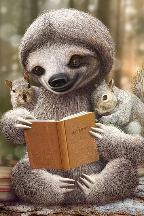 Sloth Share Knowledge by Adam Lawless wall art