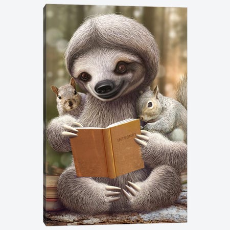 Sloth Share Knowledge Canvas Print #ADL226} by Adam Lawless Canvas Print