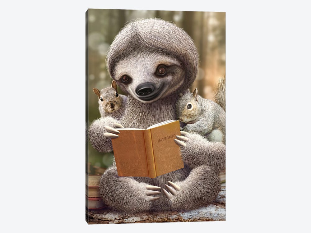 Sloth Share Knowledge by Adam Lawless 1-piece Canvas Print