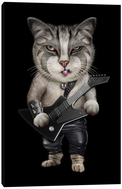 Heavy Metal Cat Canvas Art Print - Adam Lawless
