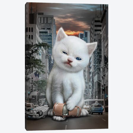 Meow Attack Canvas Print #ADL53} by Adam Lawless Art Print