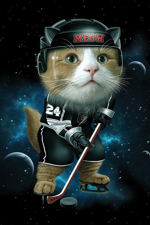 Meow Ice Hockey by Adam Lawless wall art