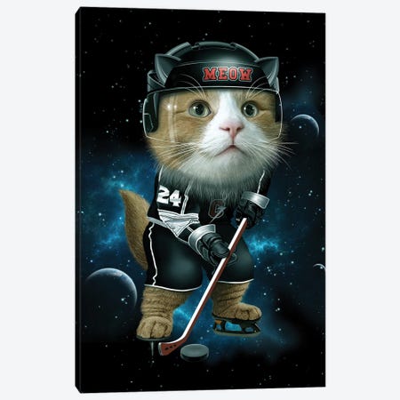 Meow Ice Hockey Canvas Print #ADL54} by Adam Lawless Canvas Art