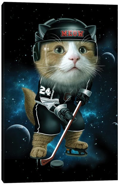 Meow Ice Hockey Canvas Art Print - Adam Lawless