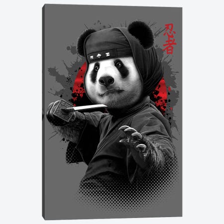 Ninja Panda Canvas Print #ADL59} by Adam Lawless Art Print