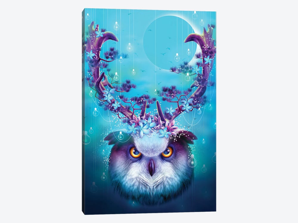 Owl Horns Up by Adam Lawless 1-piece Canvas Artwork
