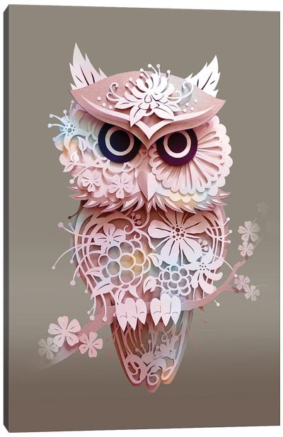 Owl In Spring Canvas Art Print - Adam Lawless