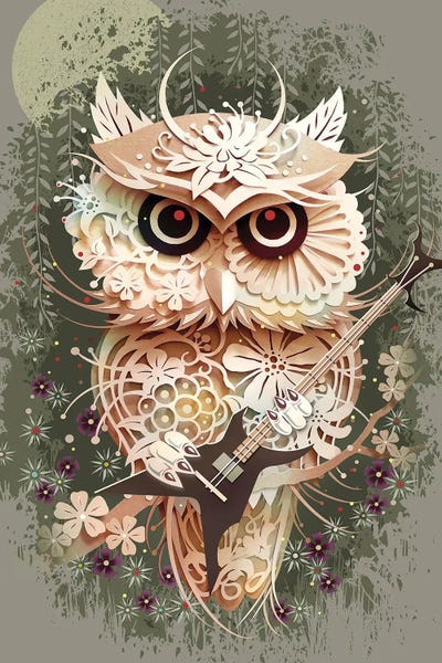 Owl Metal Festival by Adam Lawless framed canvas print