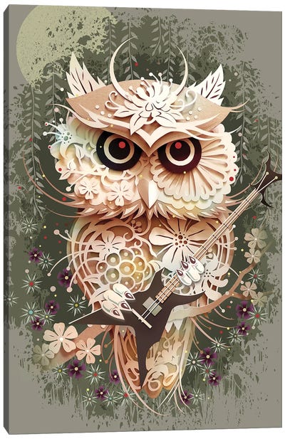Owl Metal Festival Canvas Art Print - Adam Lawless