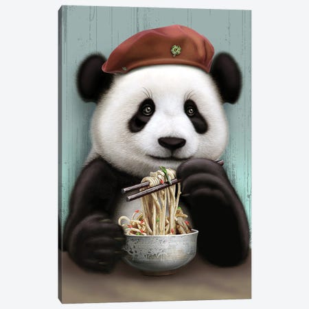 Panda Eat Noodle Canvas Print #ADL66} by Adam Lawless Art Print