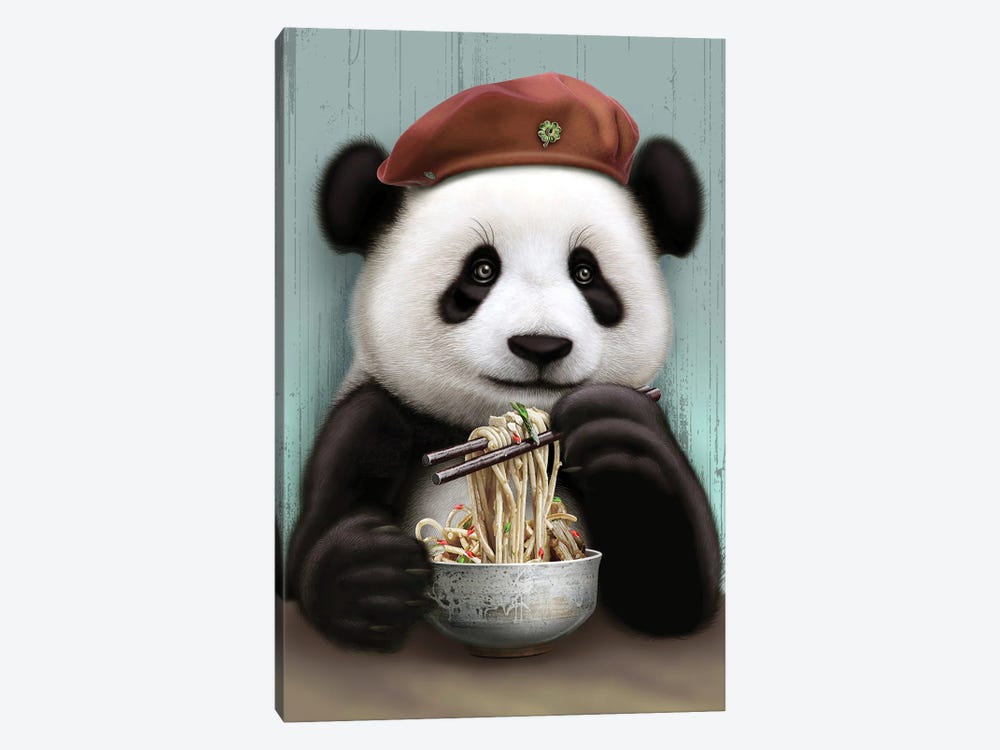 Panda Eat Noodle by Adam Lawless 1-piece Canvas Art