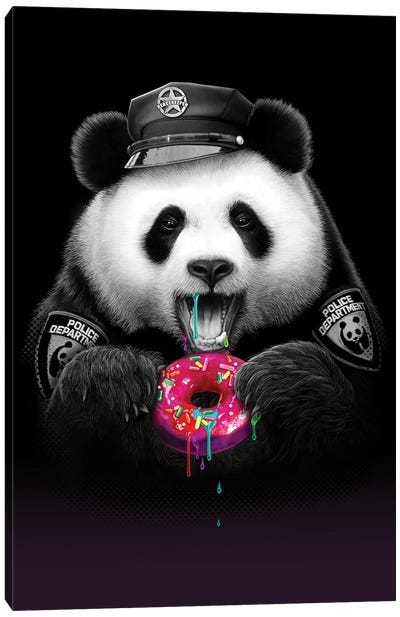 Panda Loves Donut Canvas Art Print - Donut Art