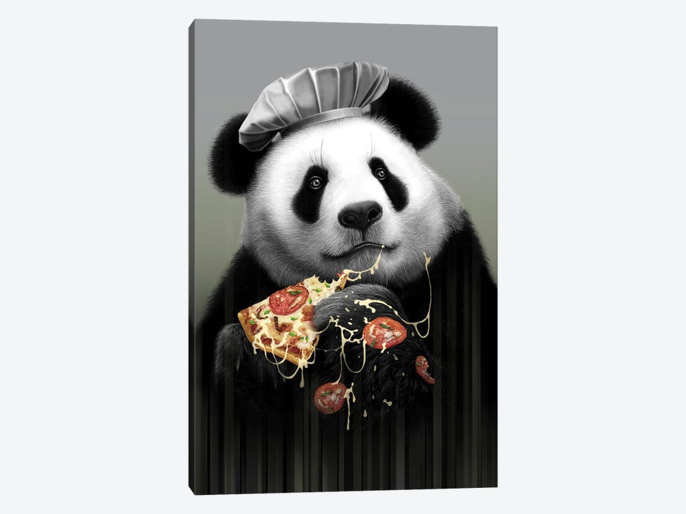 Panda Loves Pizza by Adam Lawless 1-piece Canvas Art Print