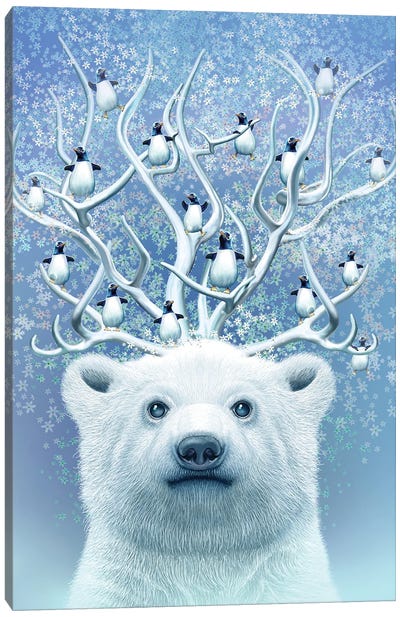 Polar Horns Up Canvas Art Print - Polar Bear Art