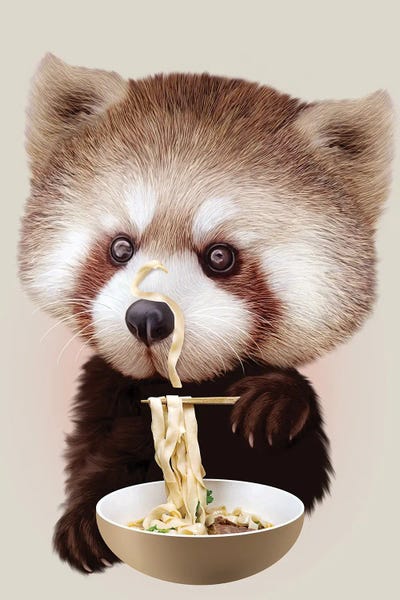 Red Panda Loves Noodle by Adam Lawless canvas print