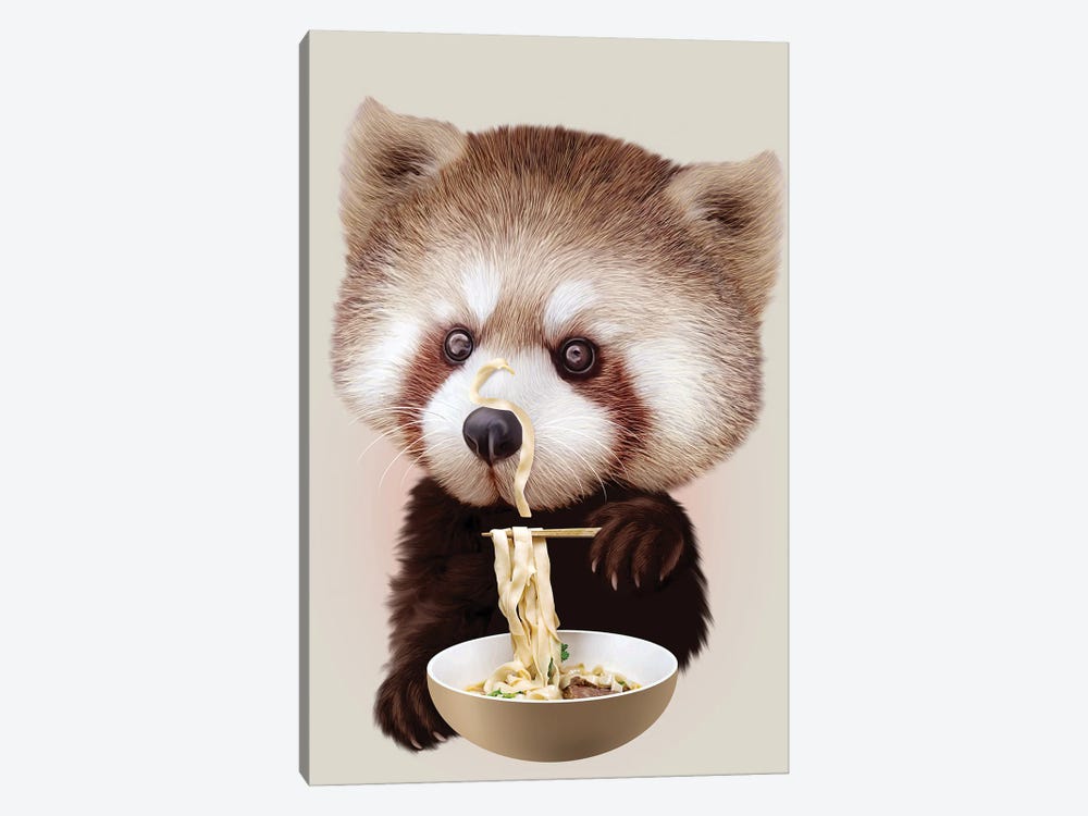Red Panda Loves Noodle by Adam Lawless 1-piece Canvas Artwork