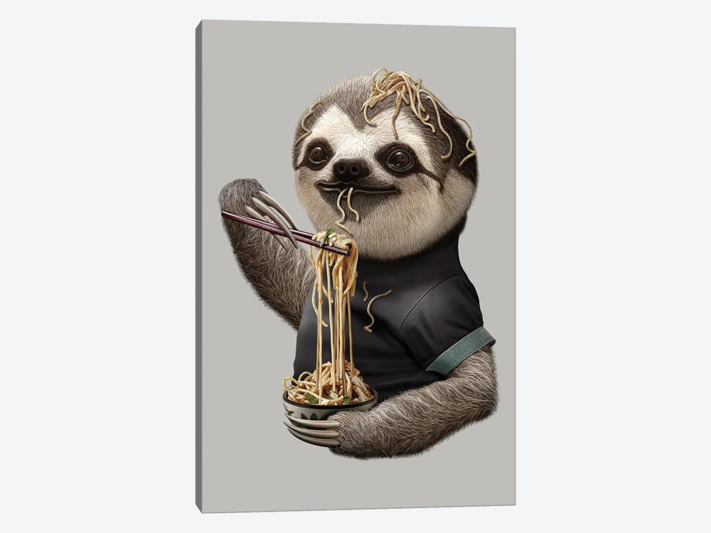 Sloth Eat Noodle by Adam Lawless 1-piece Canvas Print